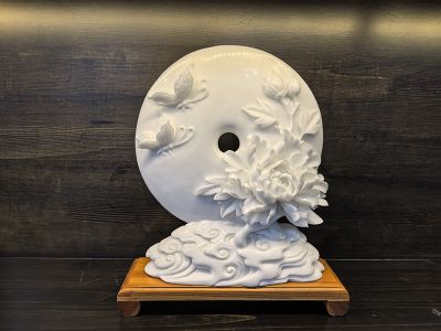 汉白玉《花好月圆》屏风